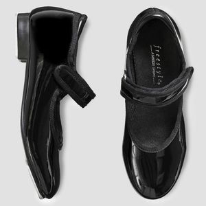 NWOT Danskin Freestyle Kids’ Size 10 Black Patent Leather Tap Shoes
